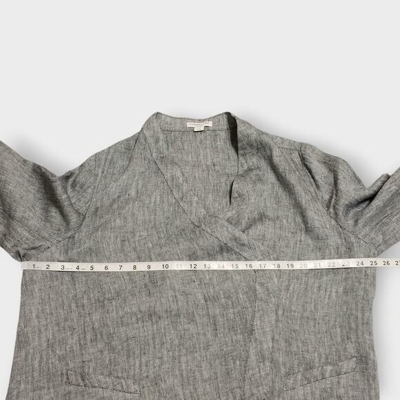 Coldwater Creek Linen Open Draped Asymmetric Jacket Grey Herringbone Sz XL (18) - Picture 8 of 11
